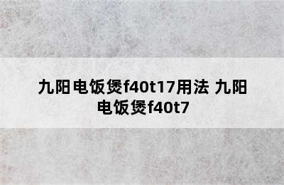 九阳电饭煲f40t17用法 九阳电饭煲f40t7